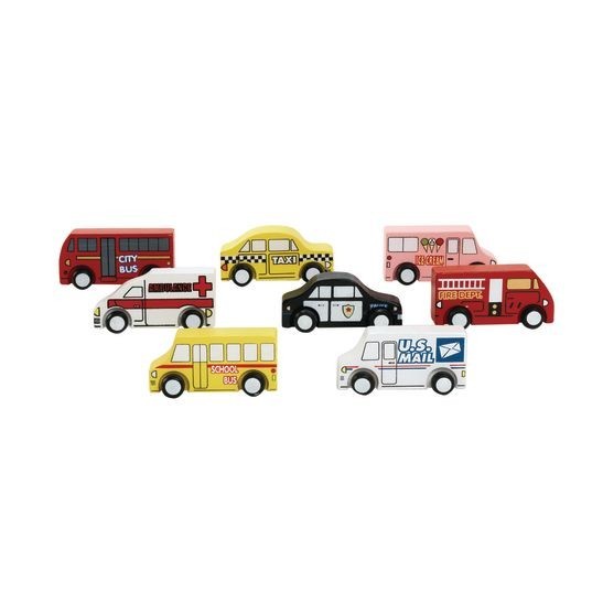 Wooden Play Trucks - Set of 8