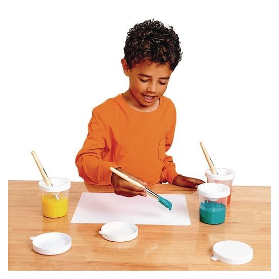 Colorations® No-Spill White Lid Paint Cups - Set of 10