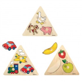 Large Knob Triangle Puzzle Set of 3
