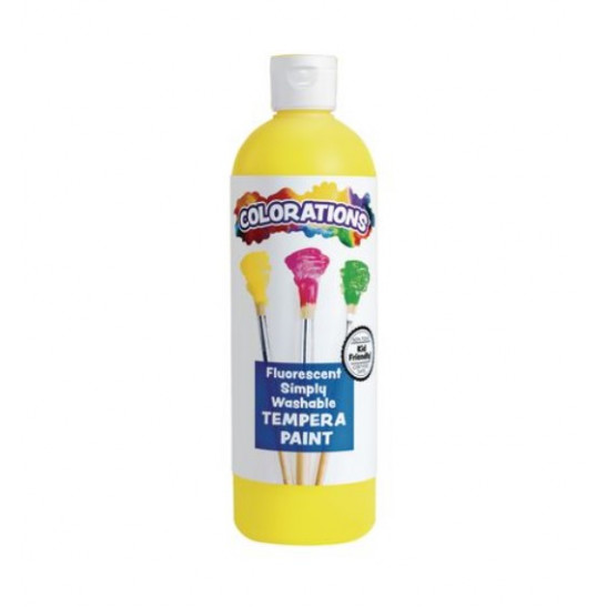 Colorations® Fluorescent Washable Tempera Paint 16oz - Yellow