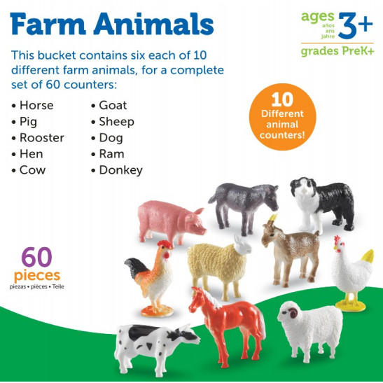 Farm Animal Counters (Set of 60)