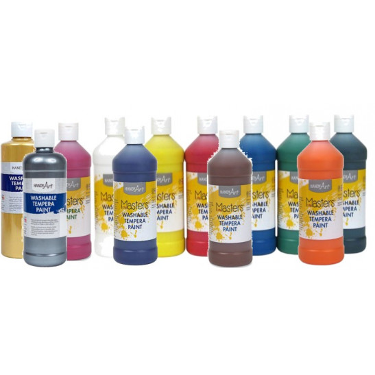Handy Art Little Masters® Washable Tempera Paint - 16 oz Complete Set of 12 colours