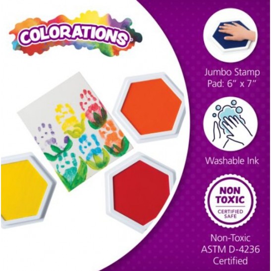Colorations® Classic Colors Jumbo Washable Stamp Pads - Set of 6